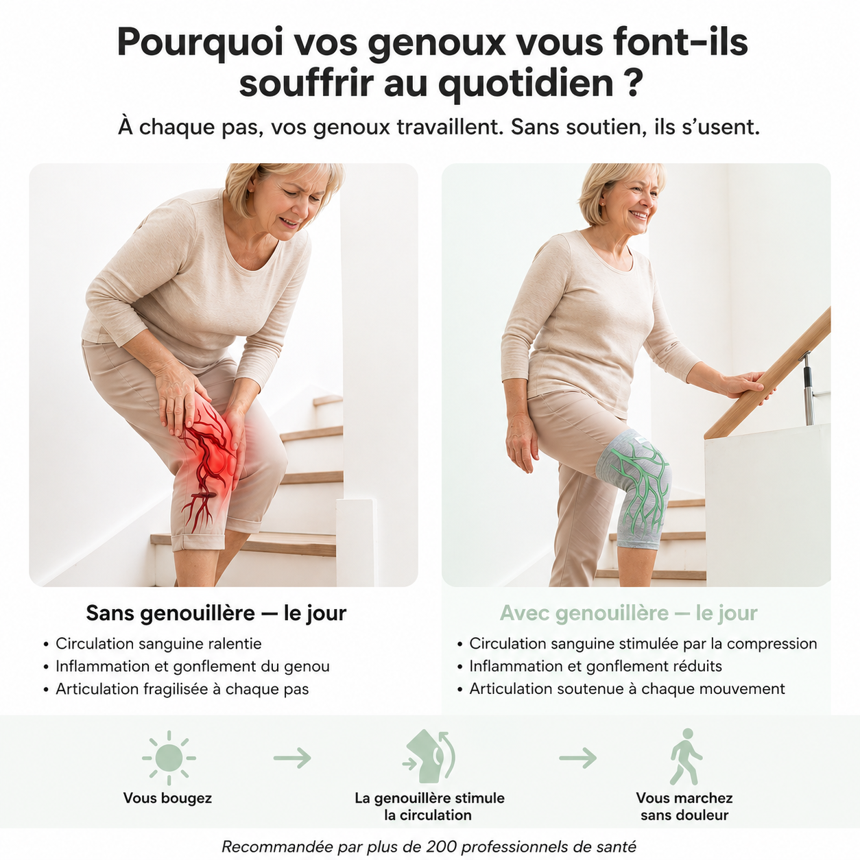 BAMOVE® – Genouillère en Bambou Antidouleur | Maintien & Confort Quotidien